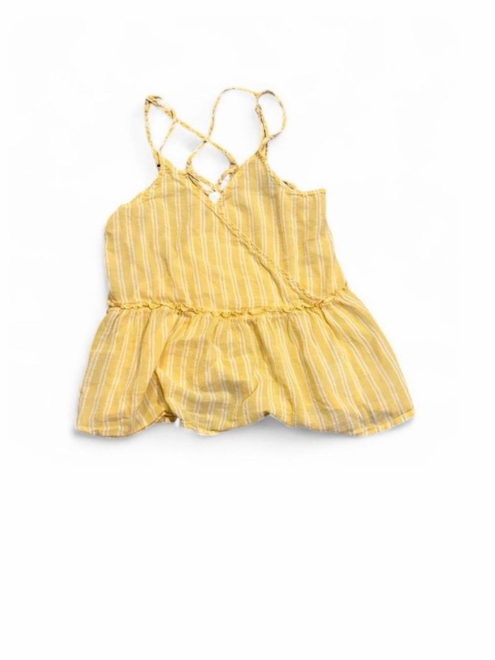 American Eagle Women’s Yellow White Striped Top + FREE Squishy